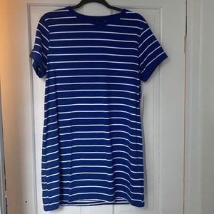 Lulu’s Cafe Society Royal Blue Striped Shirt Dress
